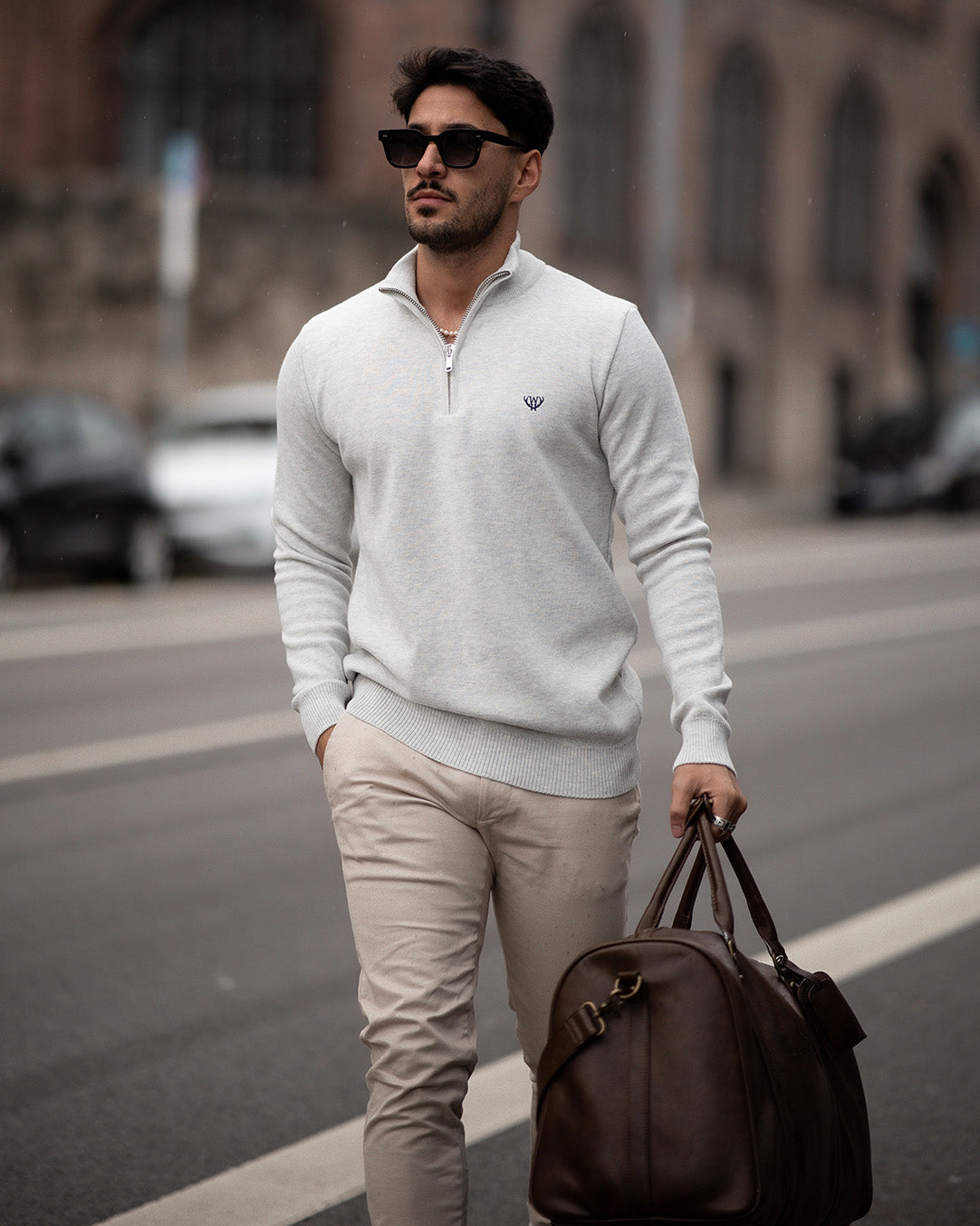 Snow Grey Knitted 1/4 Zip