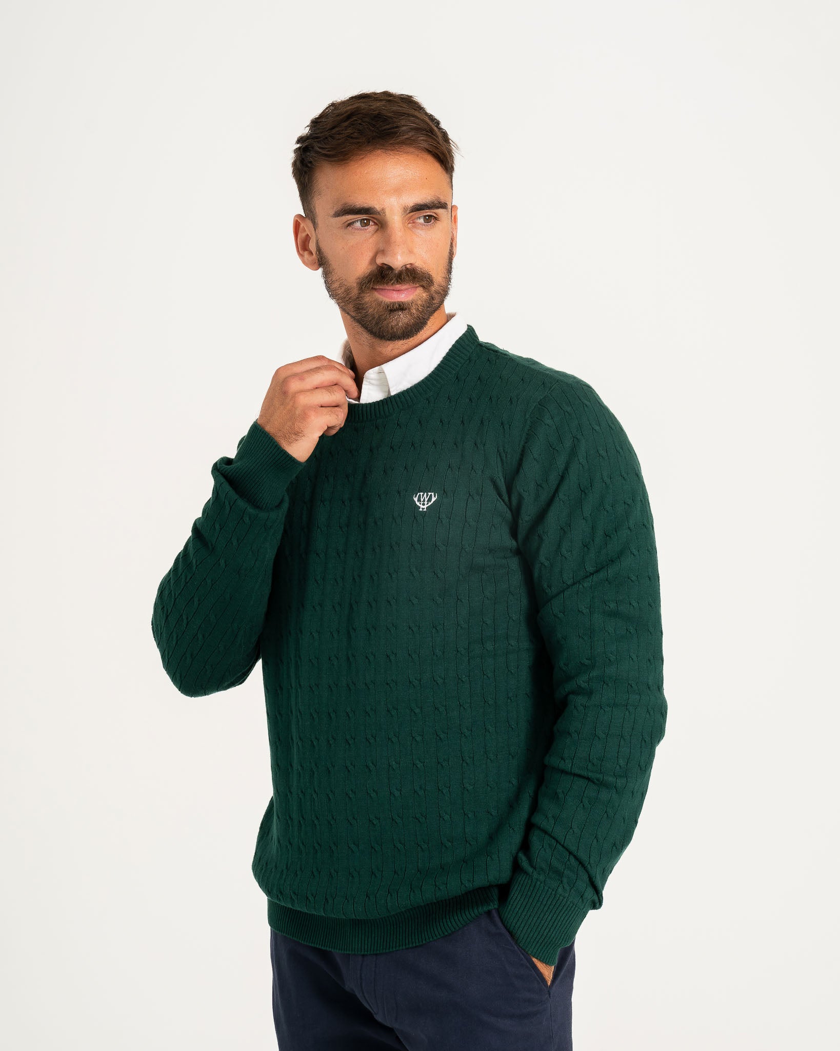 Hunter Green- Cable Knit