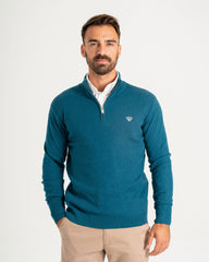 Saxony Blue Knitted 1/4 Zip