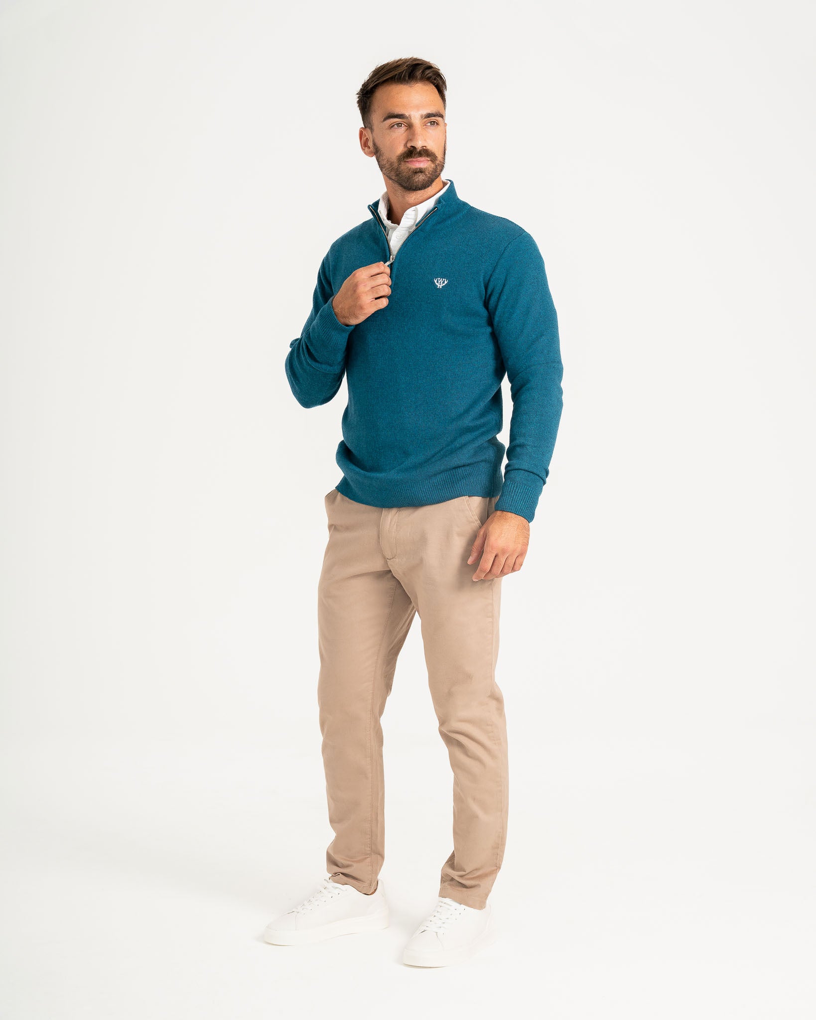 Saxony Blue Knitted 1/4 Zip