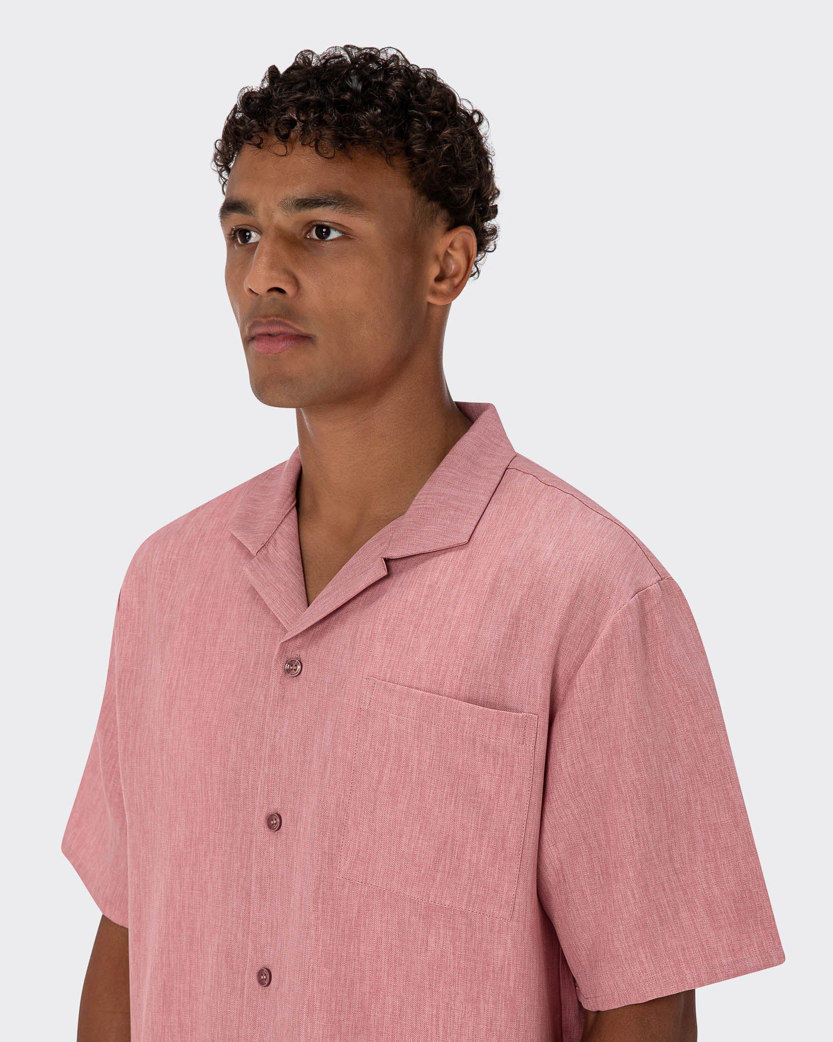 Cuban Collar Shirt- Dusky Pink